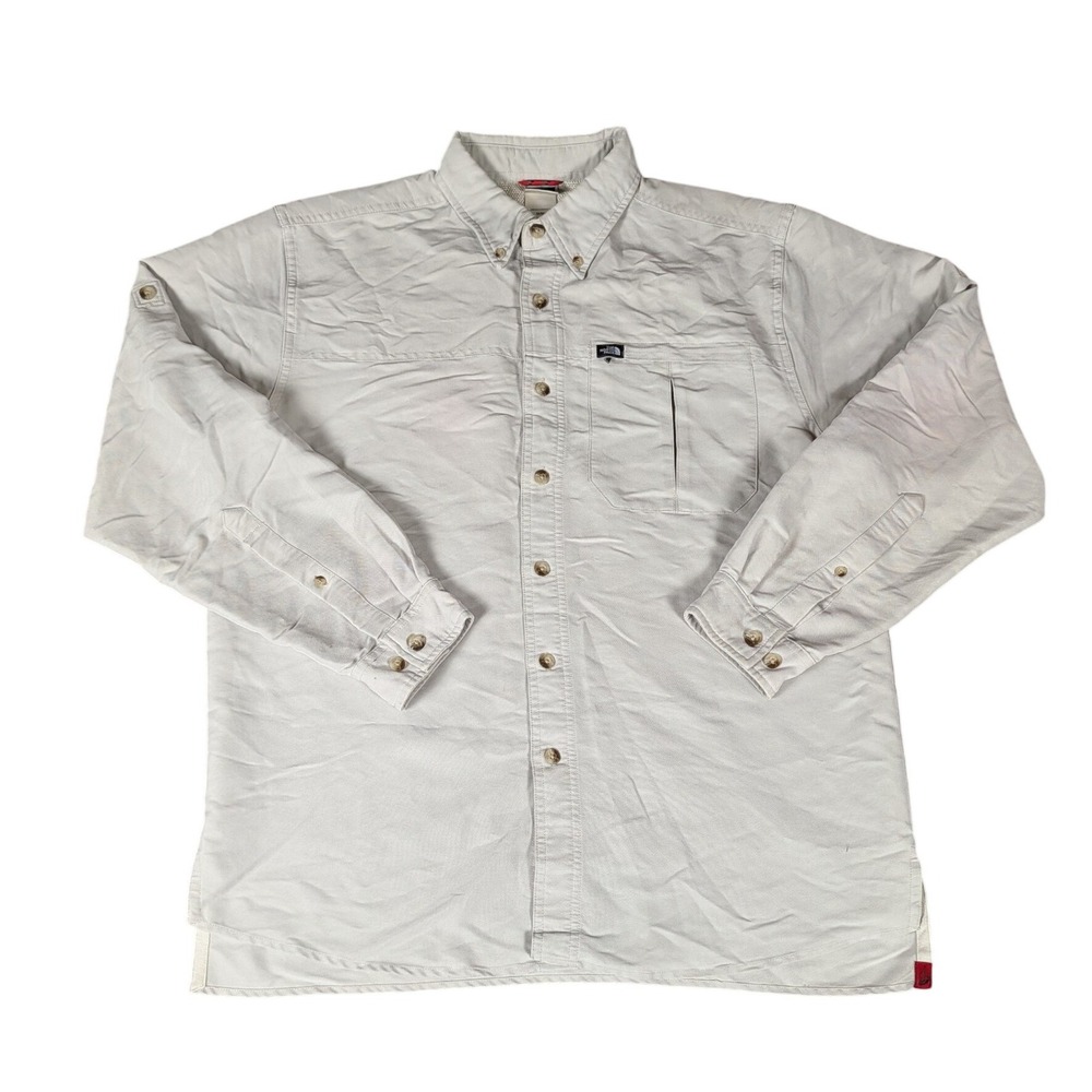 The North Face Mens Long Sleeve Button Down Shirt Tan Khaki Hiking Gorpcore M